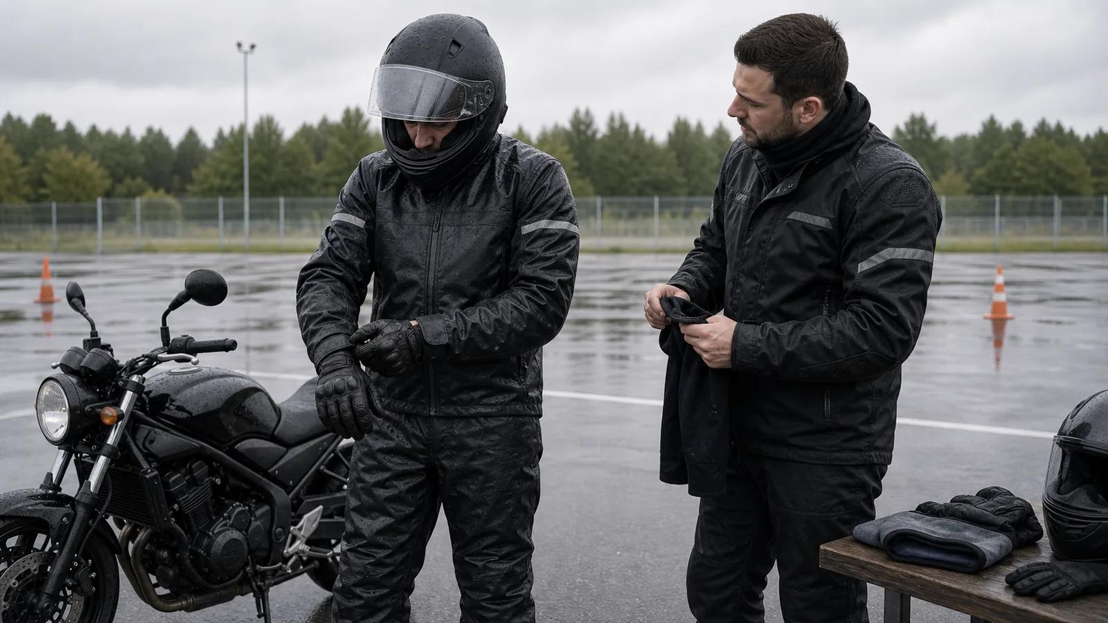 Проверка экипировки перед поездкой в дождь и холод